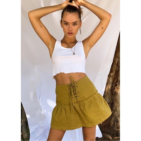 NWT Free People Positano Lace-Up Mini Ruffle Skirt - Picture 13 of 16